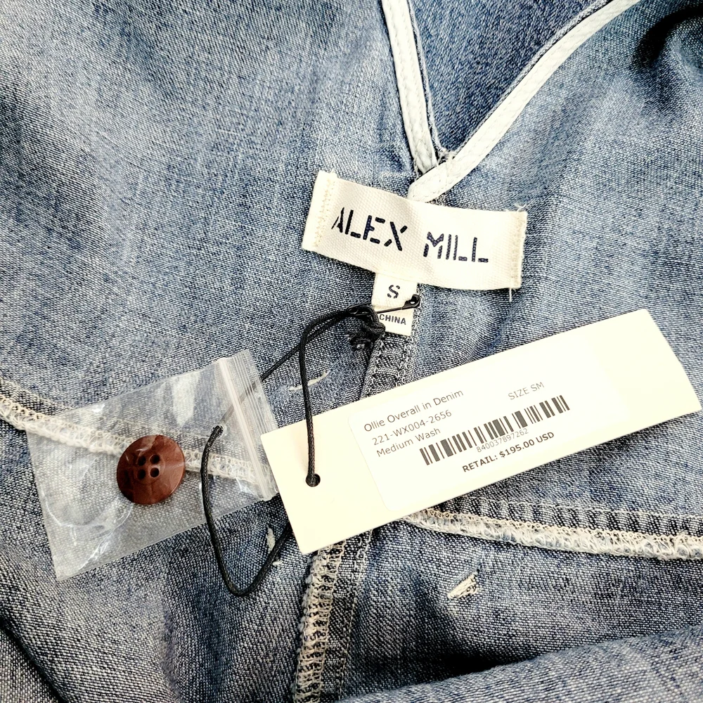 NWT ALEX MILL Ollie Belted Overalls In Denim Jumpsuit Small New - Picture 9 of 13